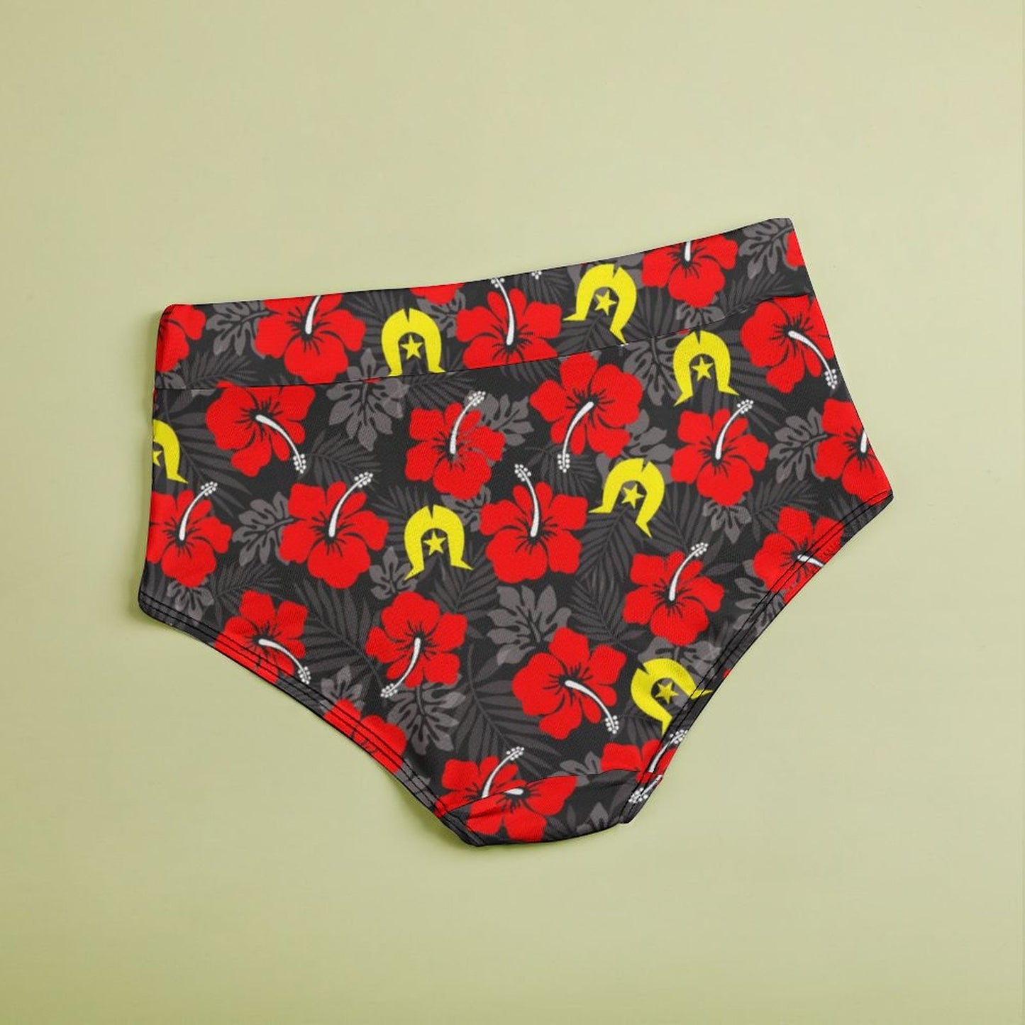 Royal Red Hibiscus with Yellow Dhari on  Women's High-Rise Panties