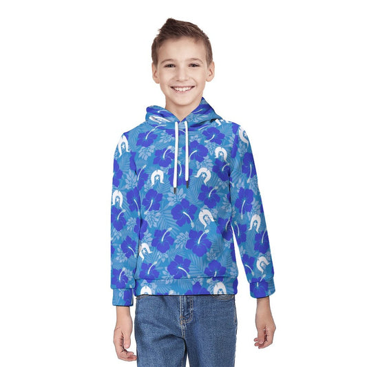 Hibiscus flowers with Dhari (Royal blue) on Youth's Hoodie