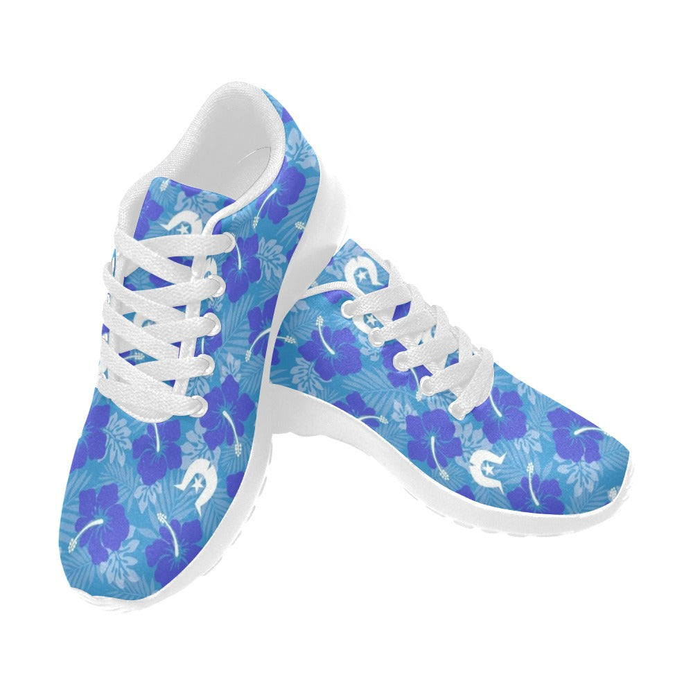 Hibiscus flowers with Dhari (Royal blue) on Kid's Sneakers