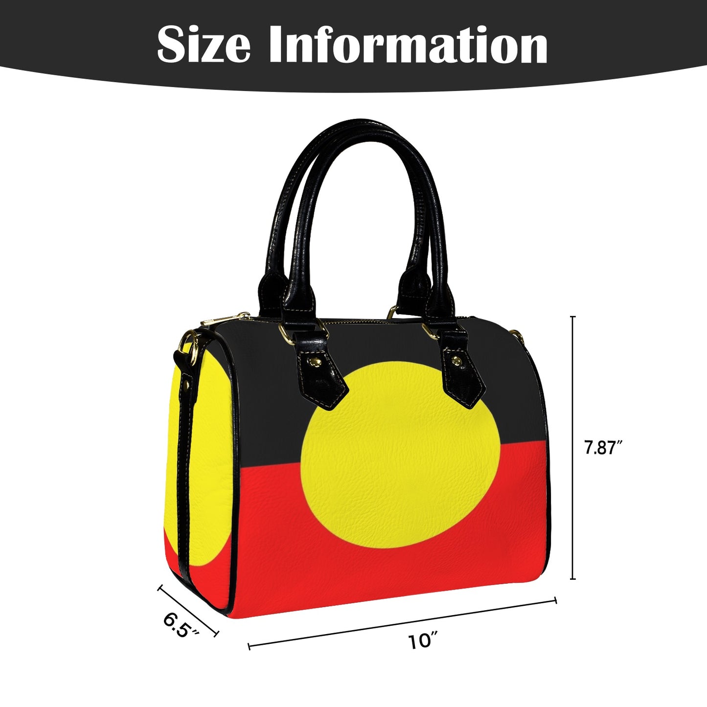 Aboriginal Flag on Handbag-Black Handle