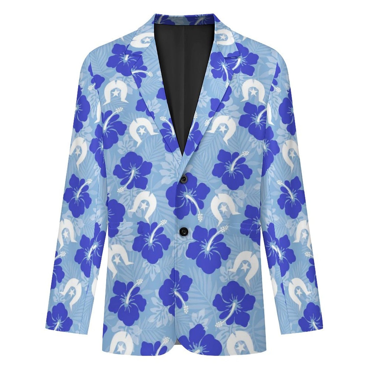 Hibiscus flowers with White Dhari (Sky blue) on Men’s Blazer