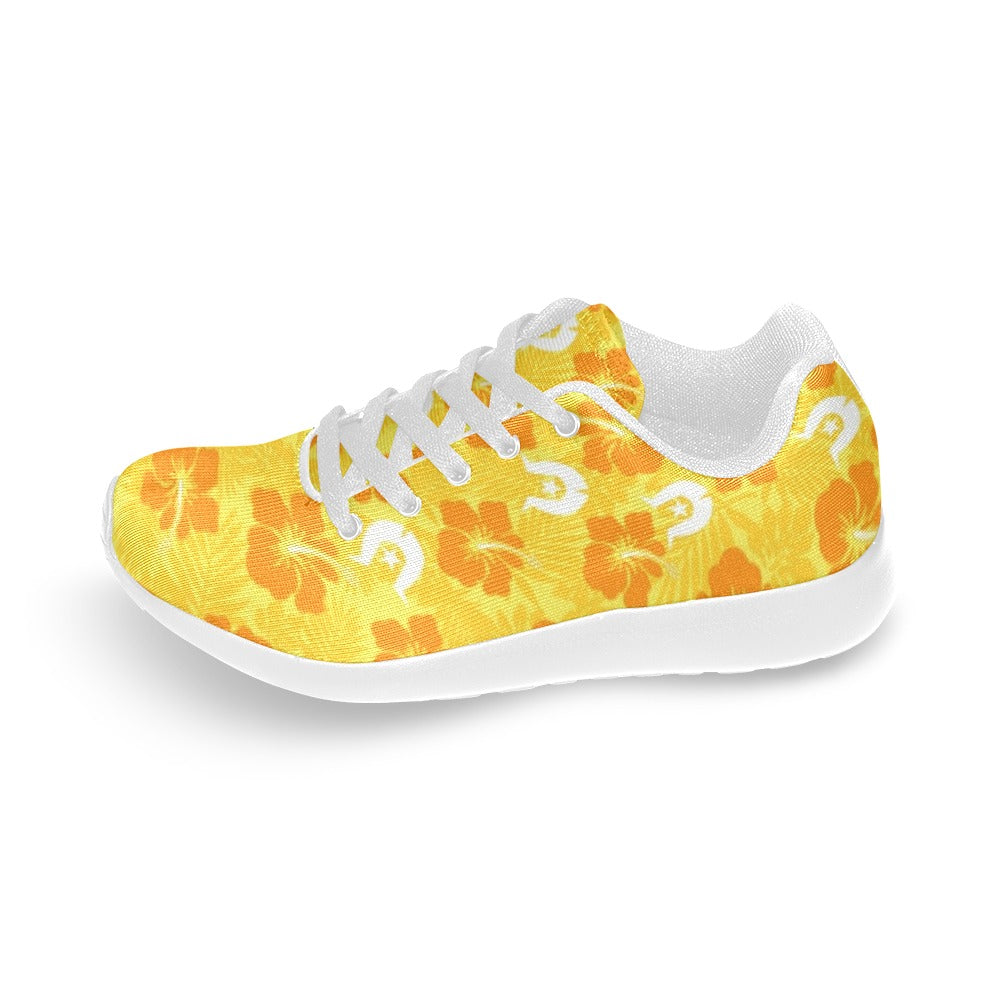 Hibiscus flowers with Dhari (Gold) on Kid's Sneakers