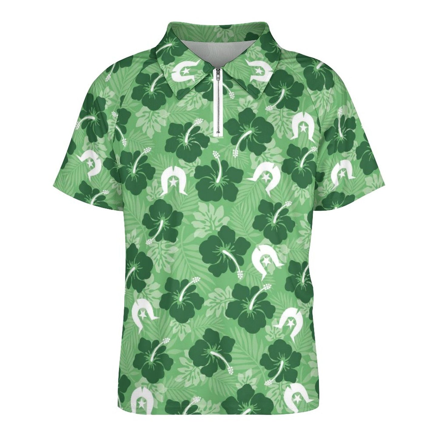Hibiscus flowers with Dhari (Sea Grass Green) on Short Sleeved Sportswear Men's T Shirt