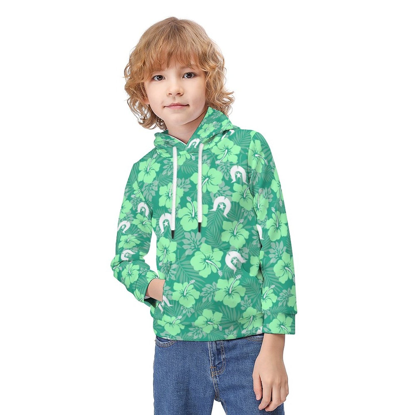 Hibiscus flowers with Dhari (Royal mint) on Children's Hoodie