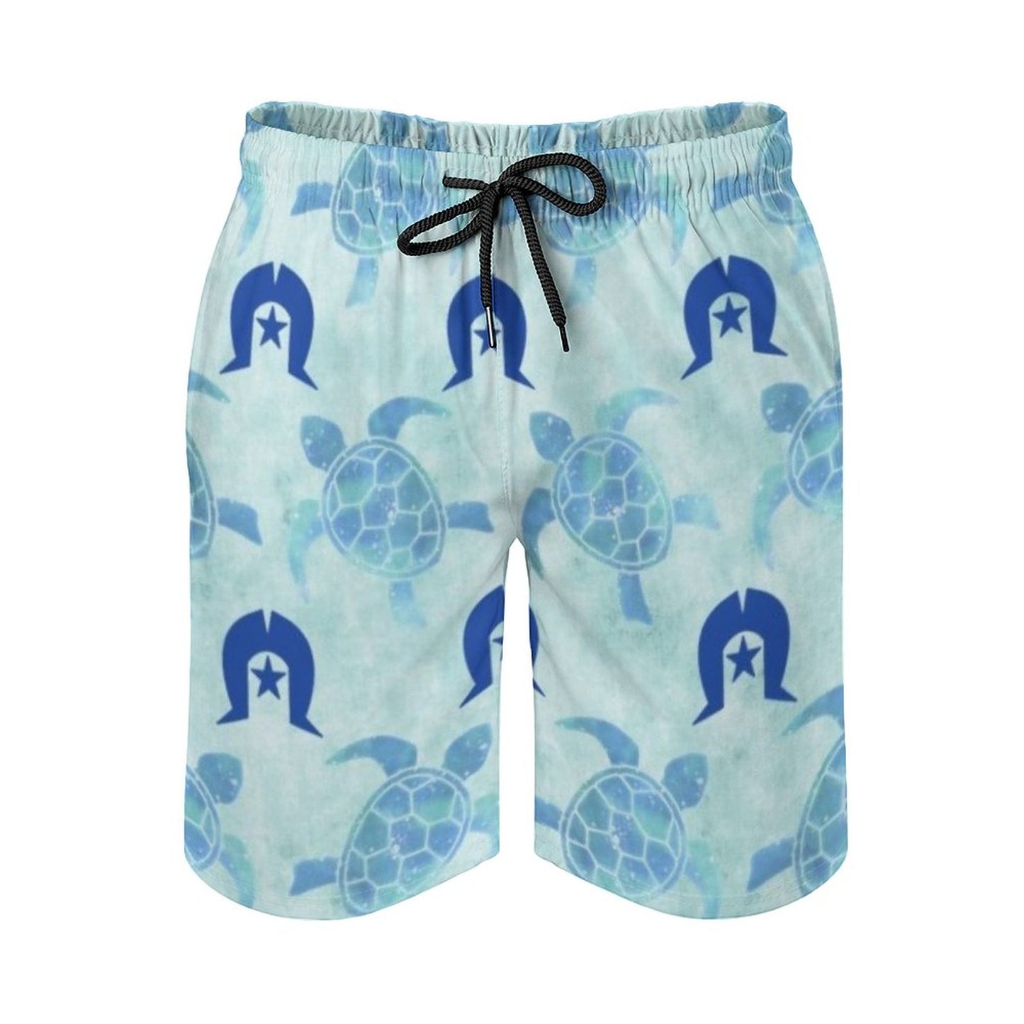 Blue Turtle Pattern on Men's Board Shorts