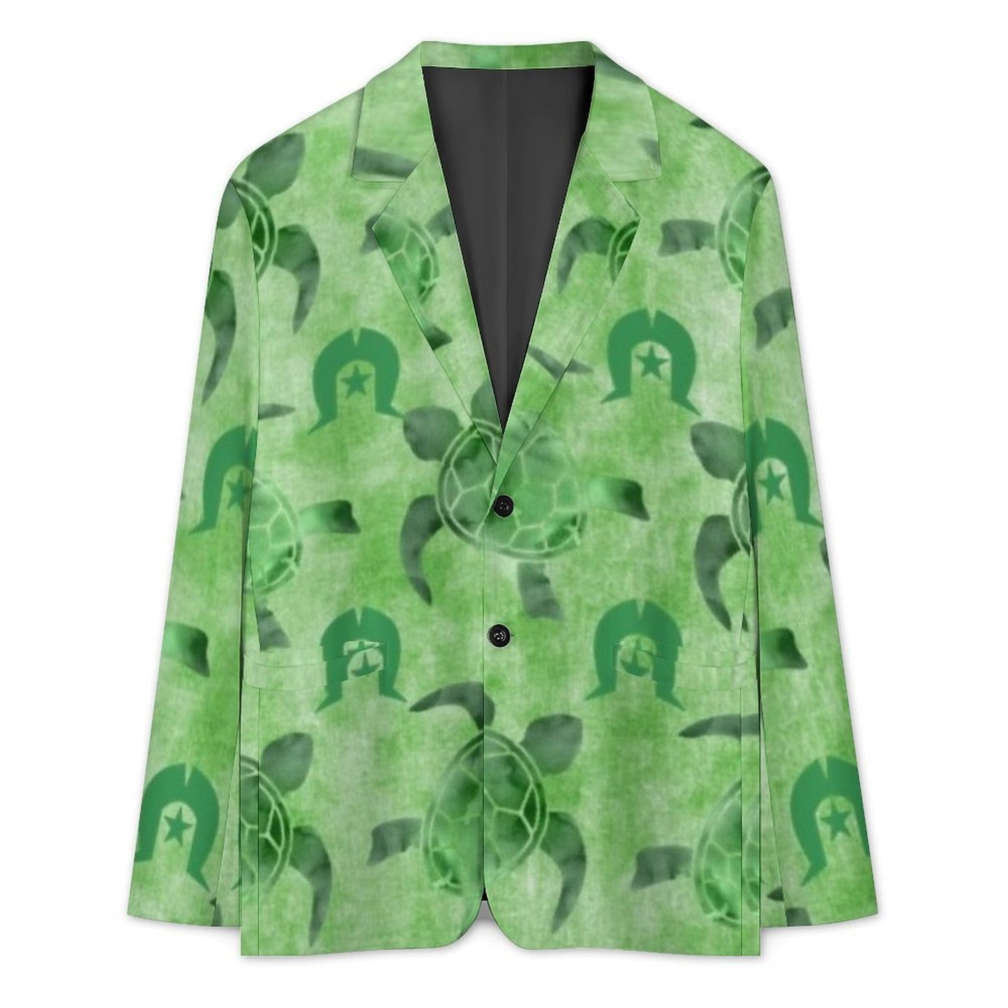 Green Turtle Pattern on Men's Blazer