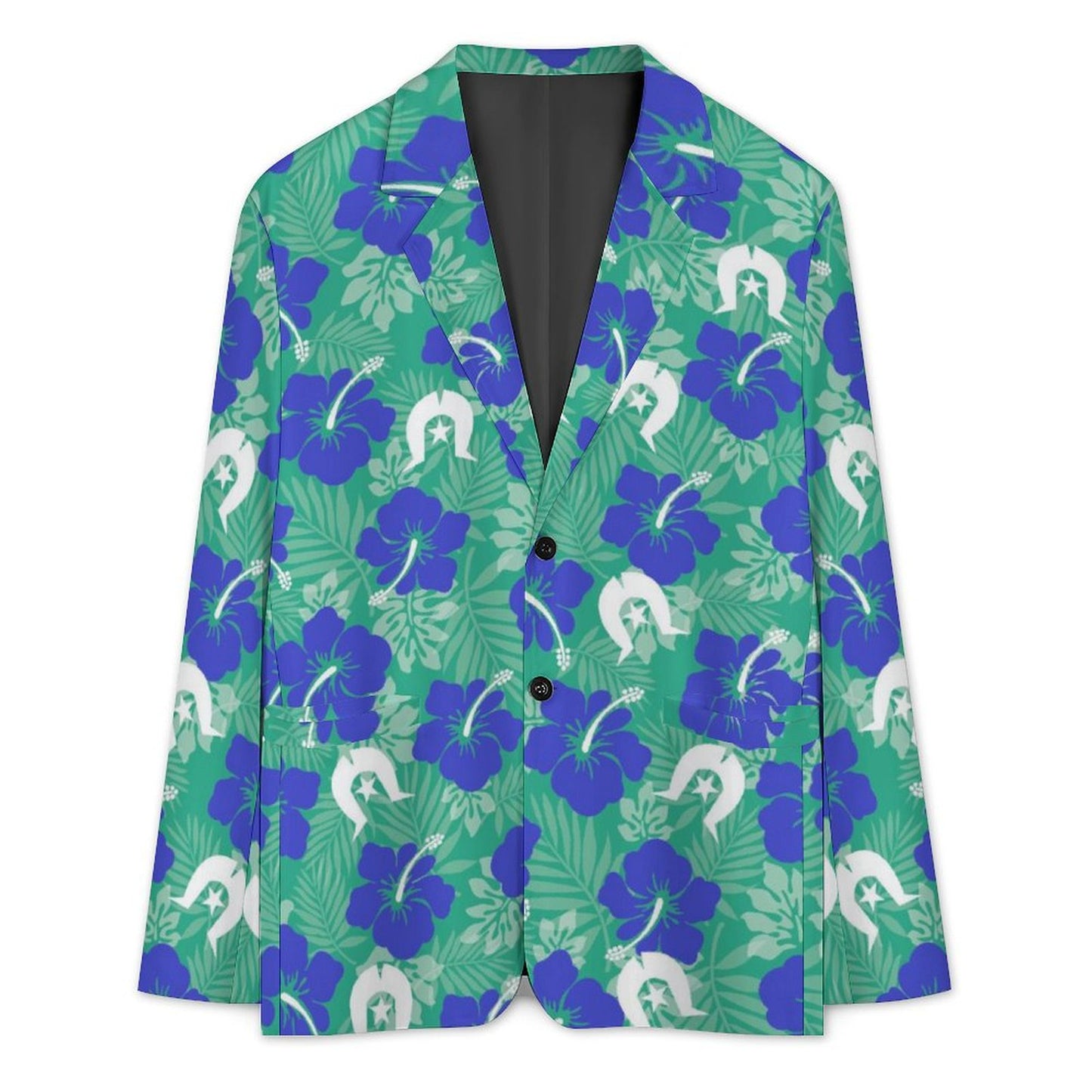 Royal Blue Hibiscus flowers with Dhari on Men's Blazer