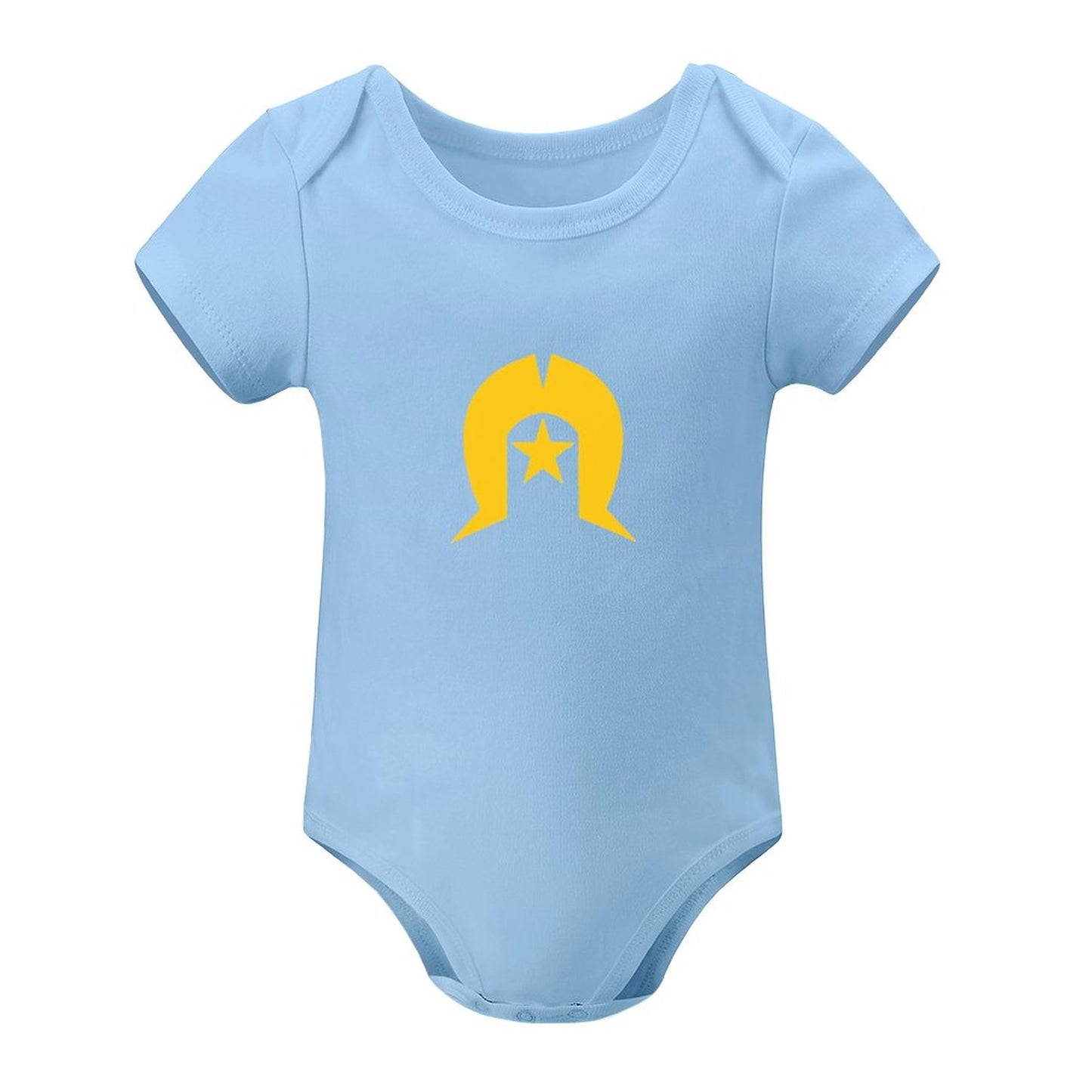 Gold coloured Dhari on Short Sleeve Baby Romper