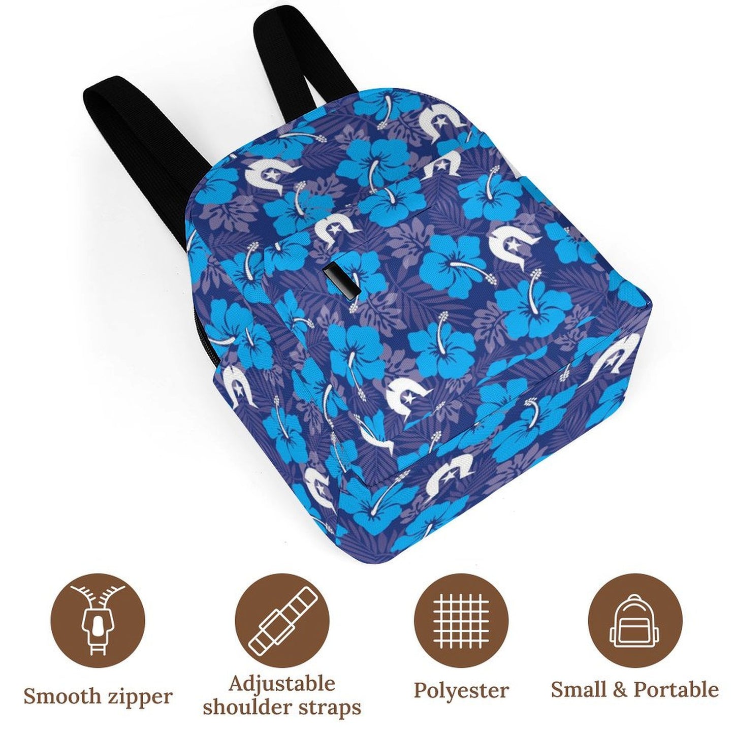 Hibiscus flowers with White Dhari (Royal blue) on Mini Backpack