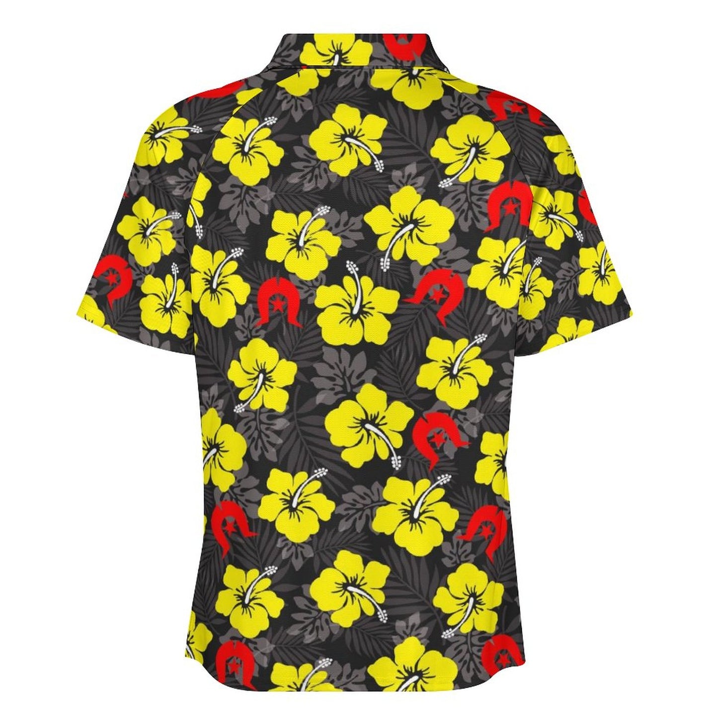 Royal yellow Hibiscus with Red Dhari on Short Sleeved Sportswear Men's T Shirt