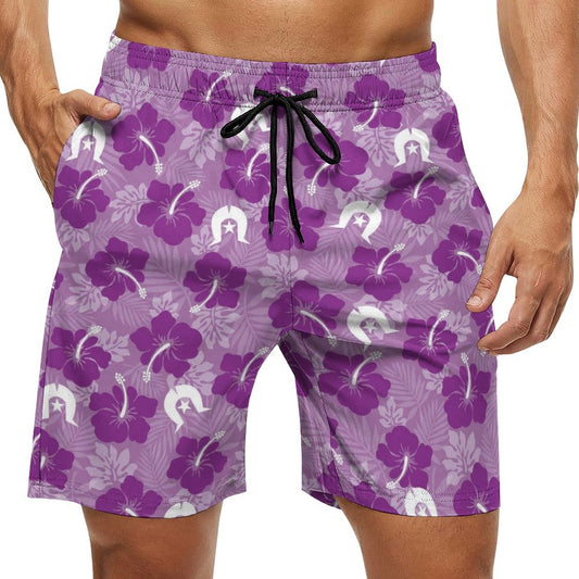 Hibiscus flowers with Dhari (Royal purple) on Men's Board Shorts