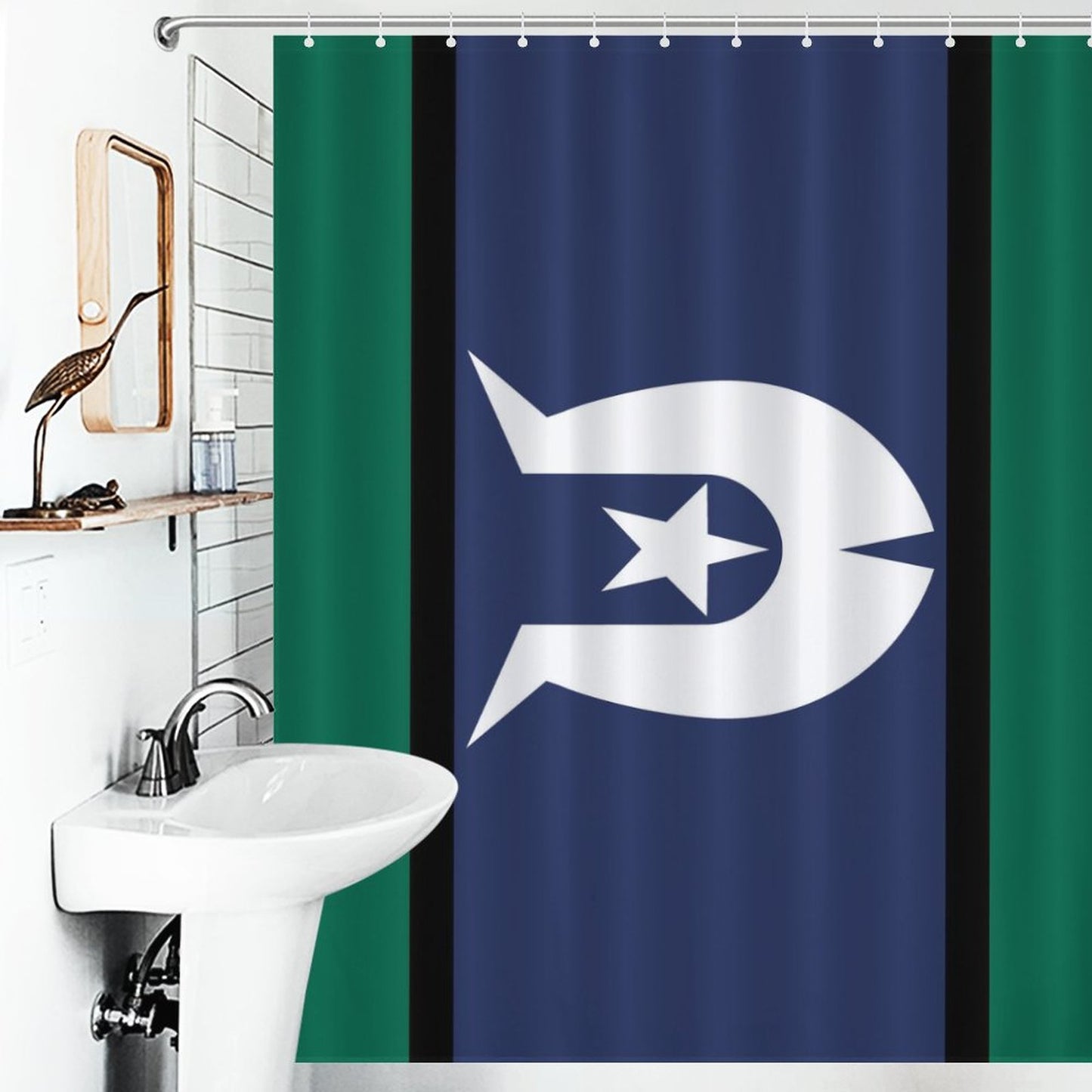 Torres Strait flag on Flower Shower Curtain-66x72Inch (168x183cm)