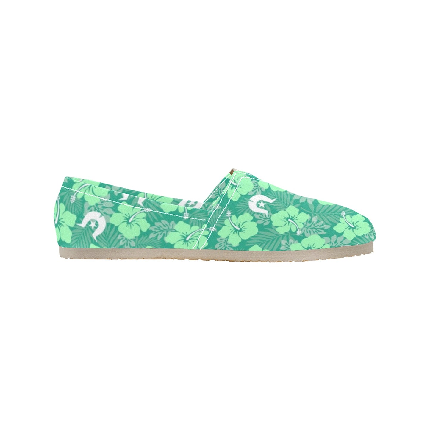 Hibiscus flowers with Dhari (Royal mint) on Men's Classic Canvas Slip-On Shoes