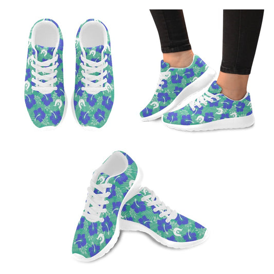 Royal Blue Hibiscus flowers with Dhari on Kid's Sneakers