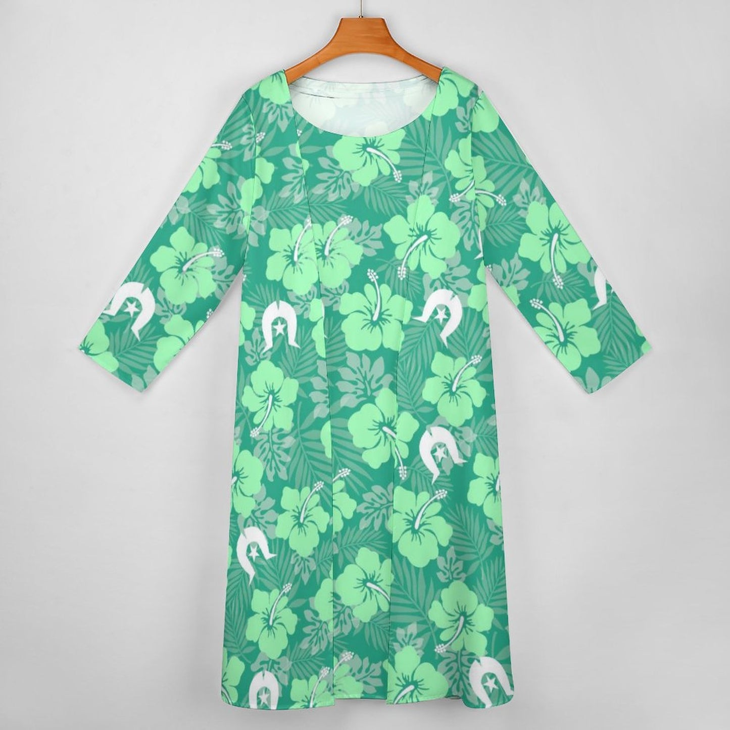 Hibiscus flowers with Dhari (Royal mint) on Long Dress Set