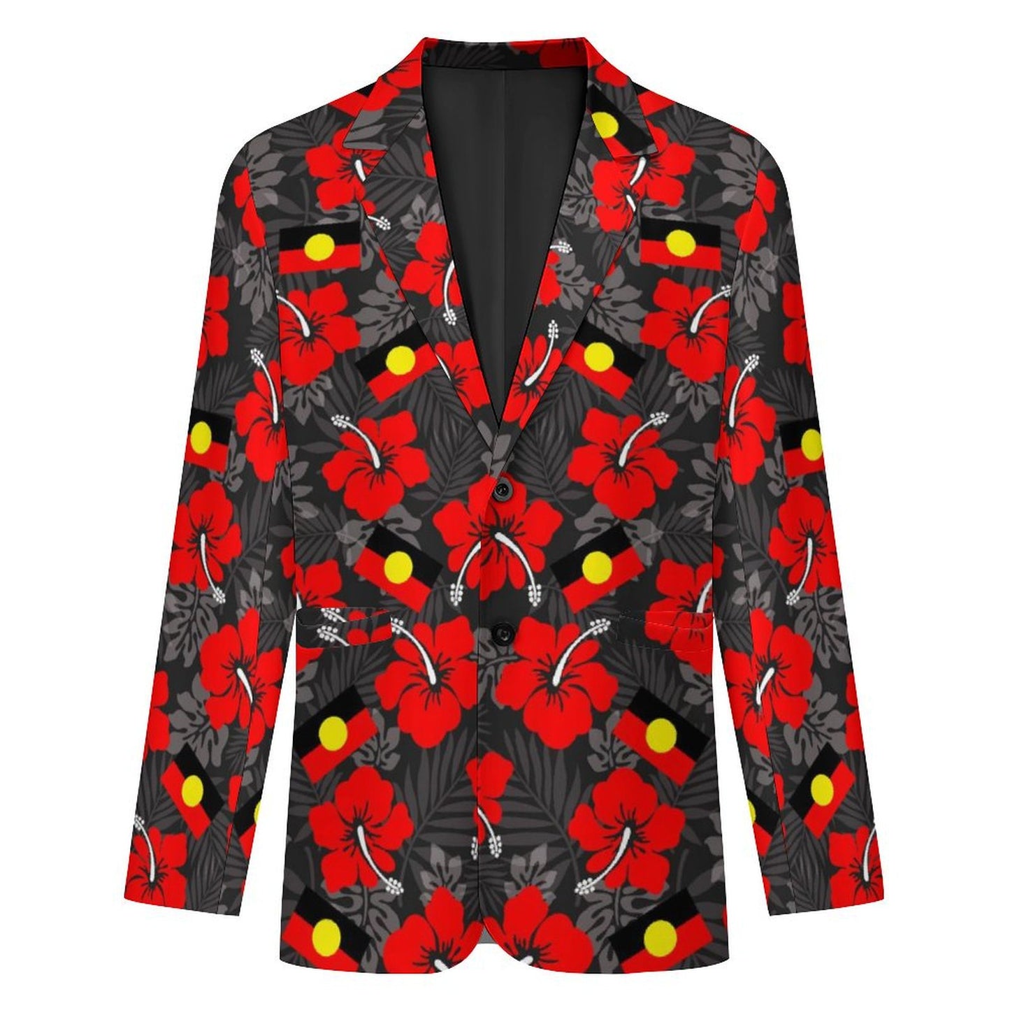 Hibiscus flowers with Aboriginal Flag on Men's Blazer
