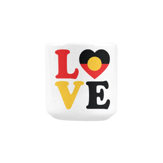 Aboriginal flag with LOVE on Heart-shaped Morphing Mug