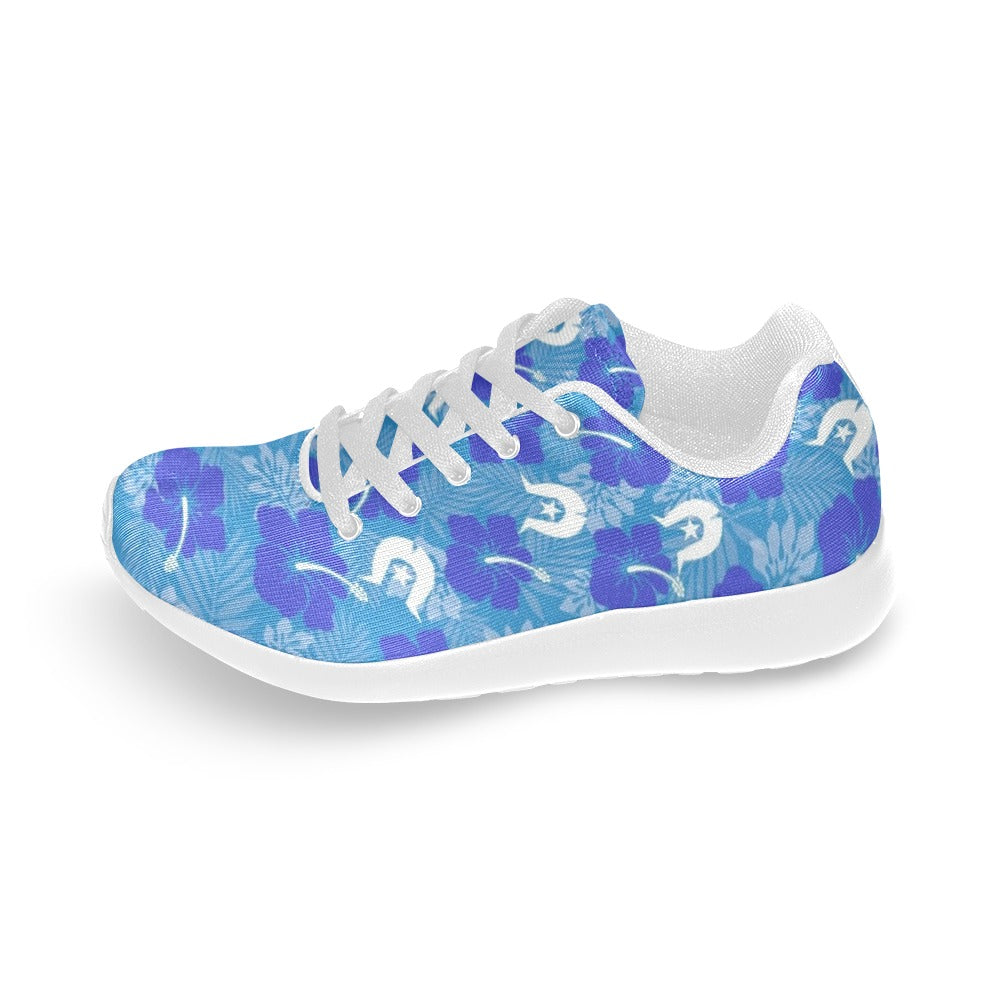 Hibiscus flowers with Dhari (Royal blue) on Kid's Sneakers