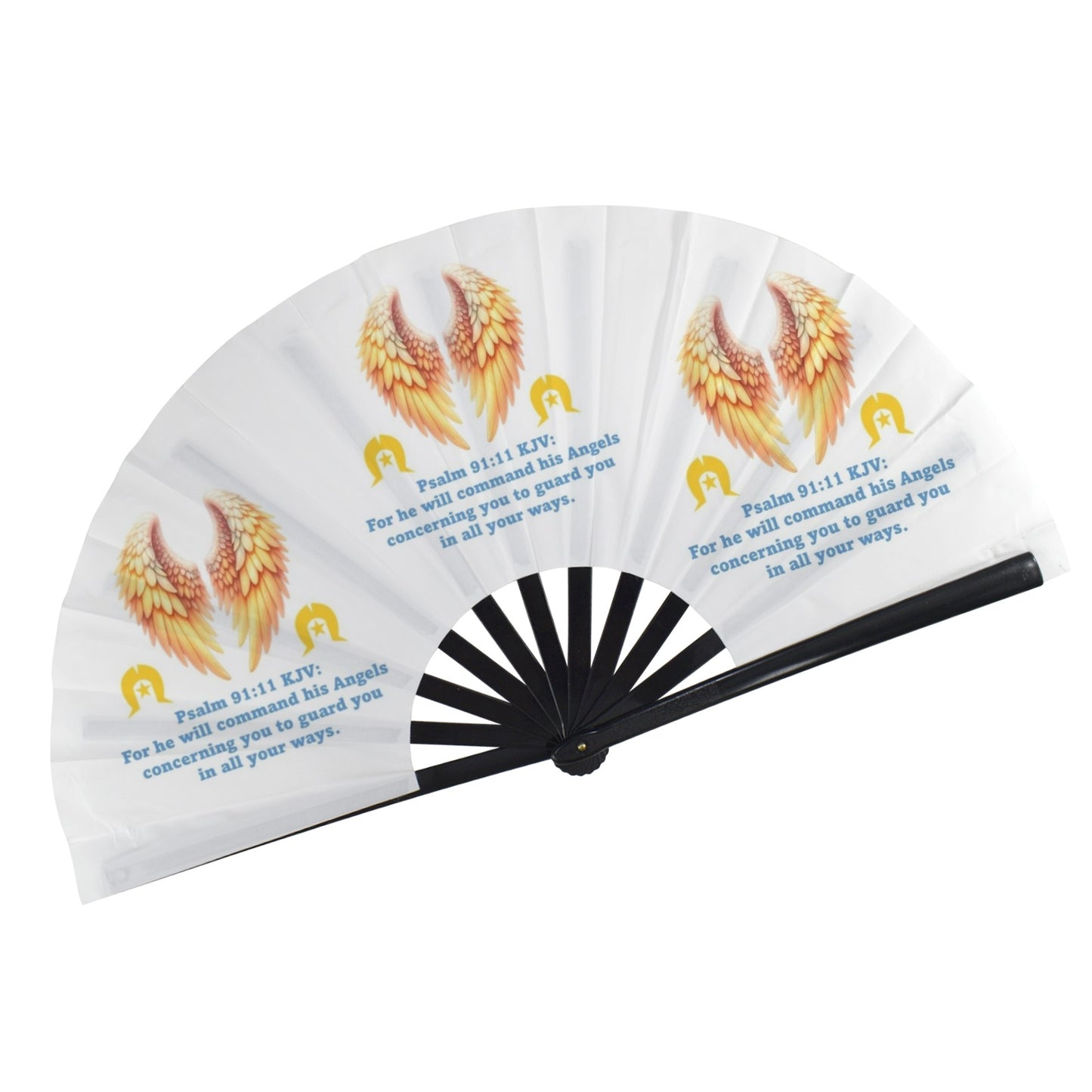 Bible Psalm on Angels with Dhari on Folding Clack Fan