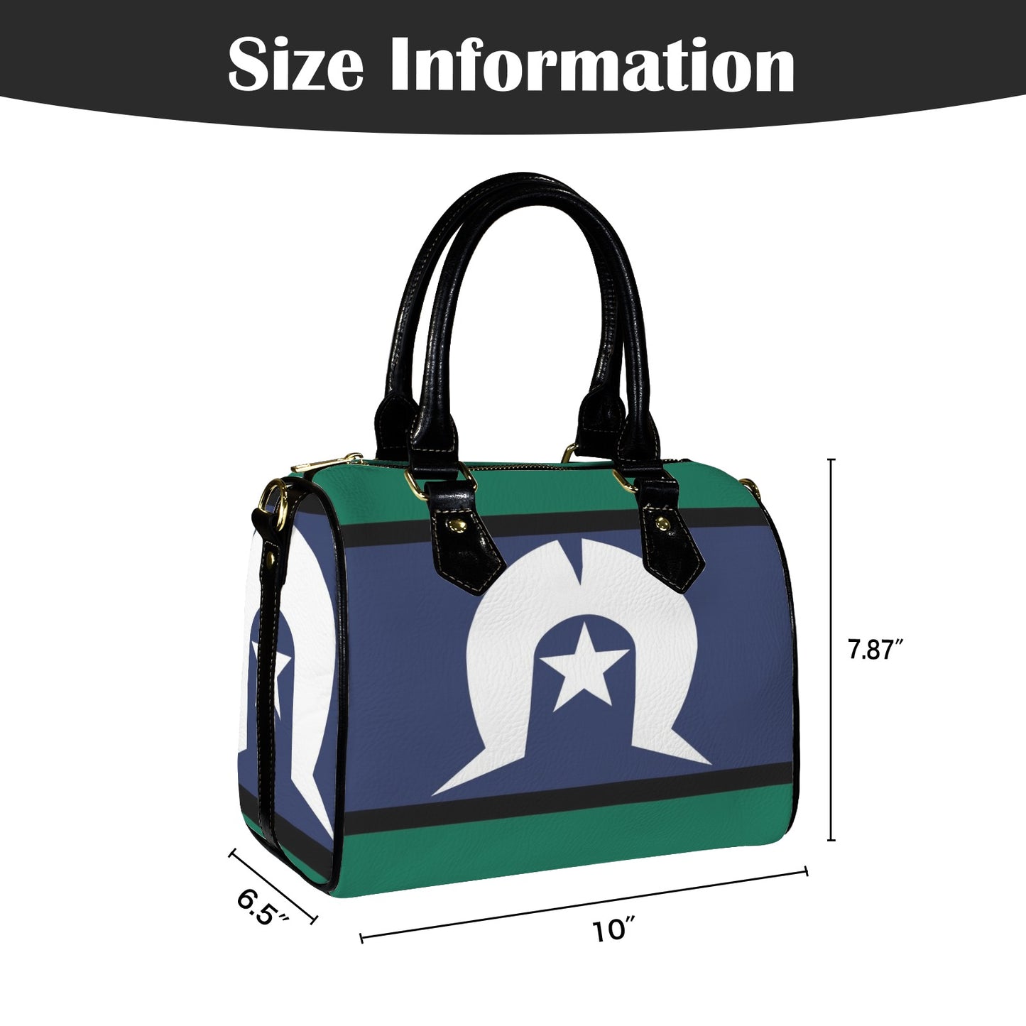 Torres Strait flag on Handbag-Black Handle