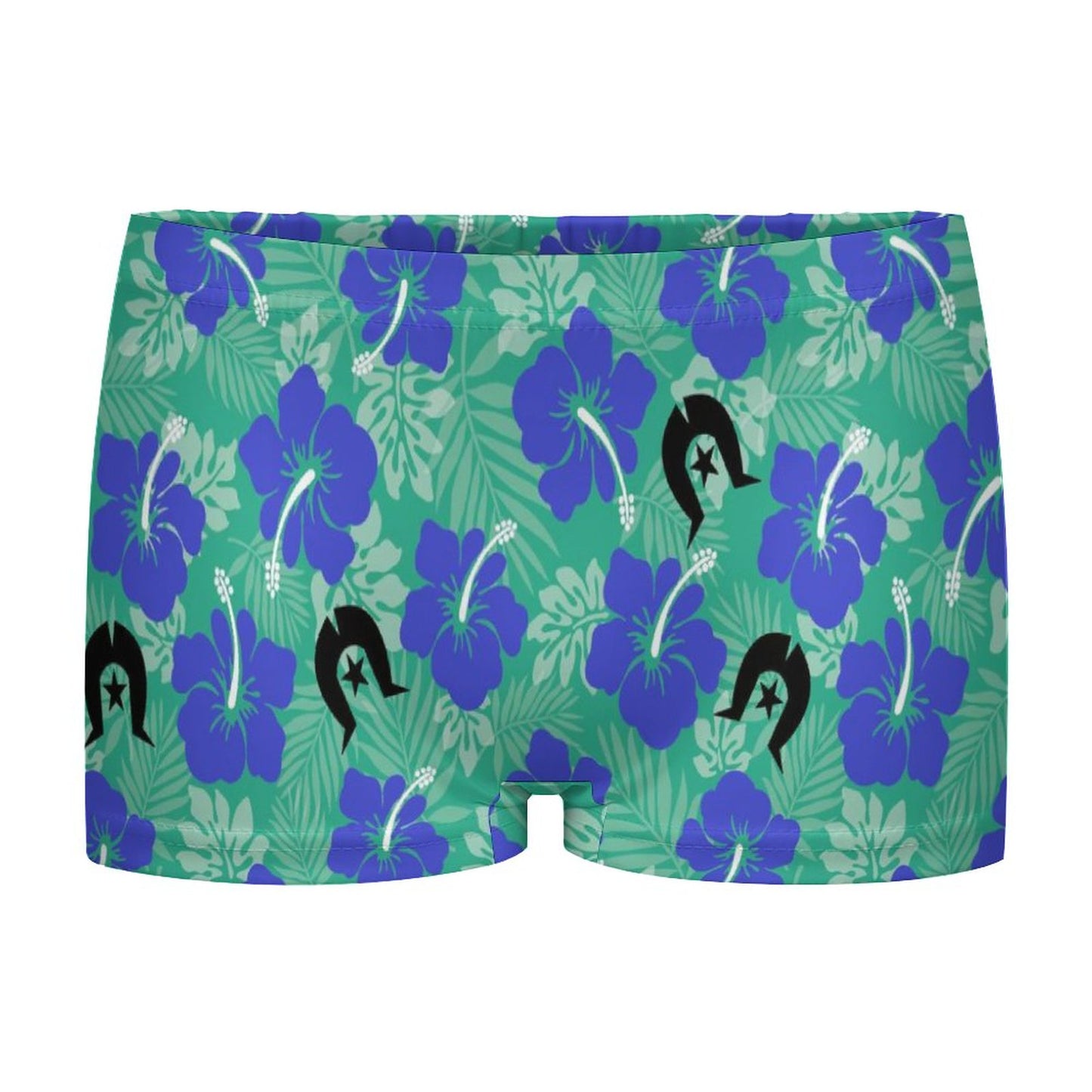 Royal Blue Hibiscus flowers with Black Dhari on 180gsm Women's Boxer Briefs