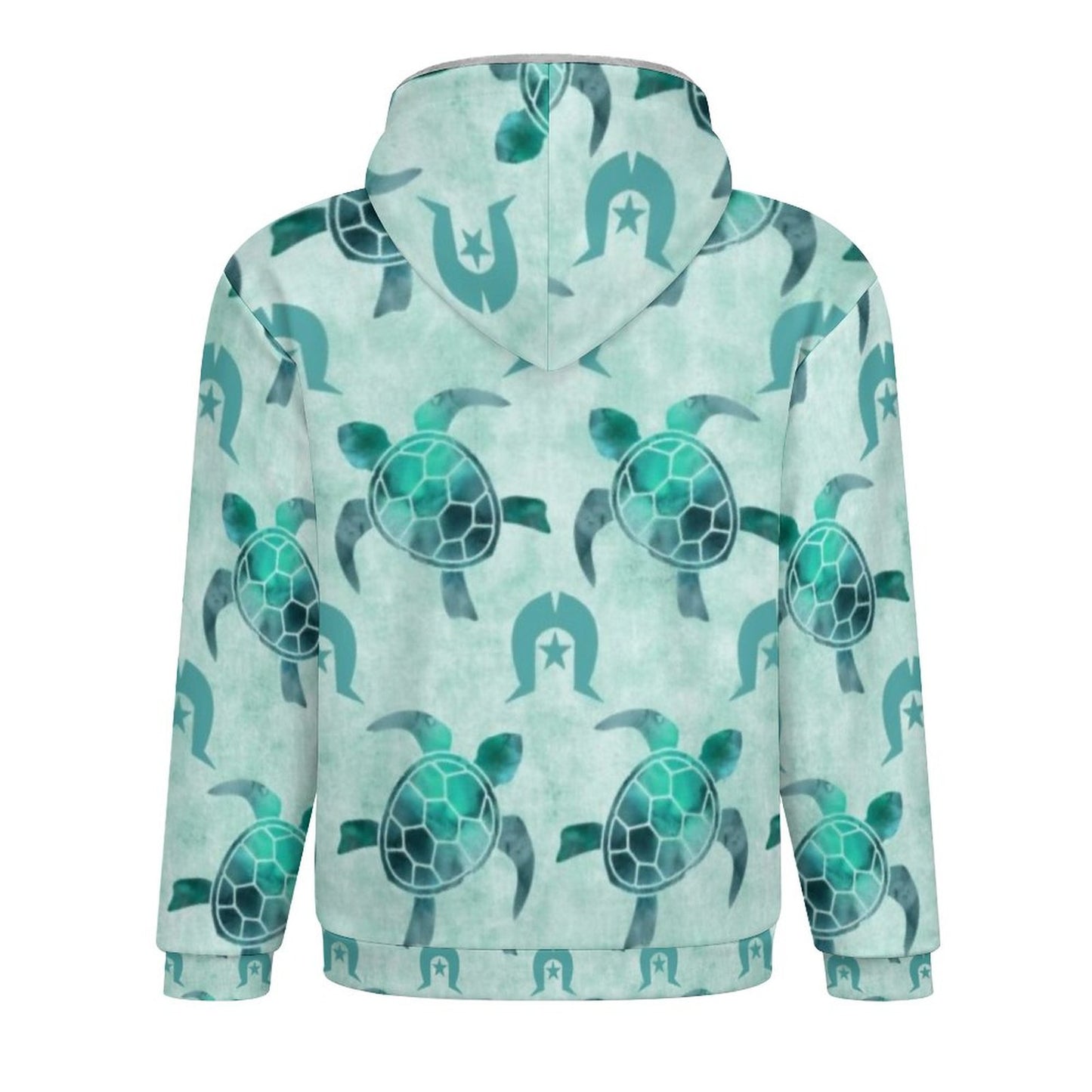 Aqua Turtle Pattern on Full Zip up Hoodie with Plush Lining