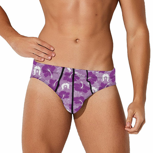 Hibiscus flowers with Dhari (Royal purple) on Milk Silk Men's Briefs