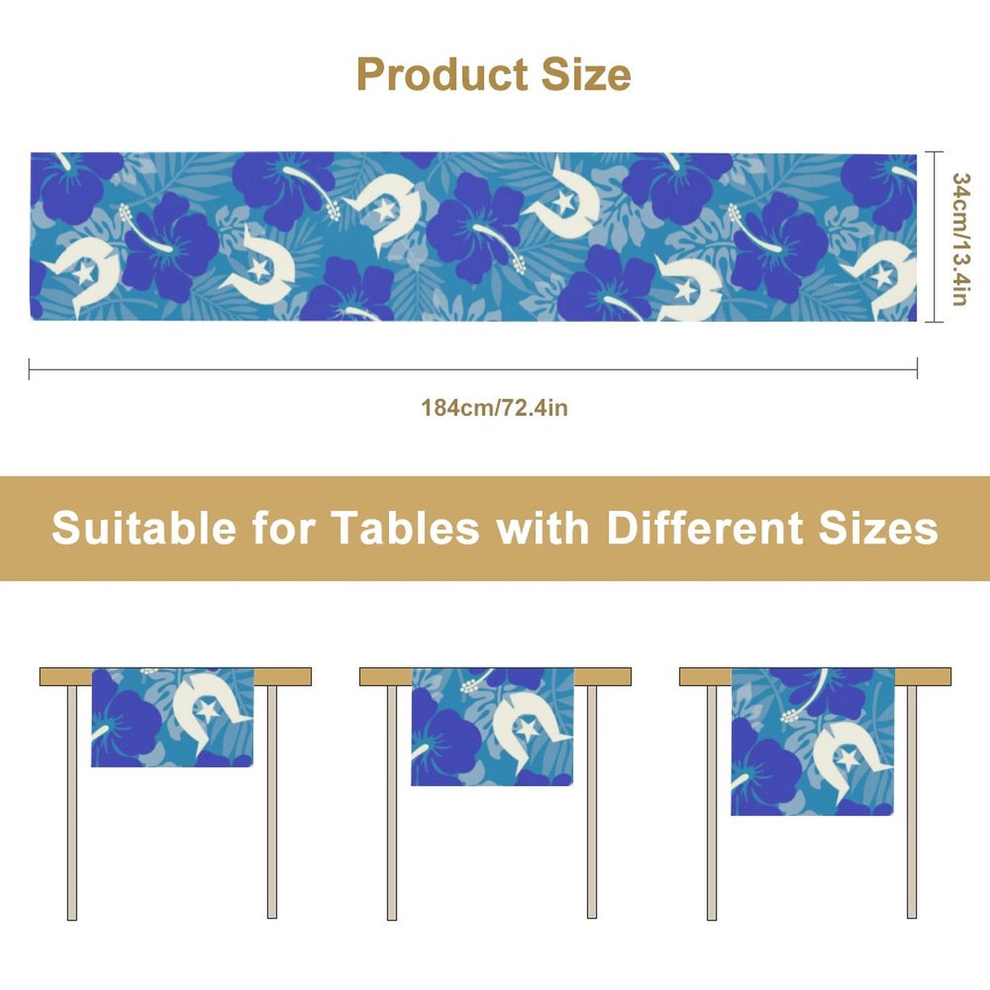 Hibiscus flowers with Dhari (Royal blue) on Flax Table Runner