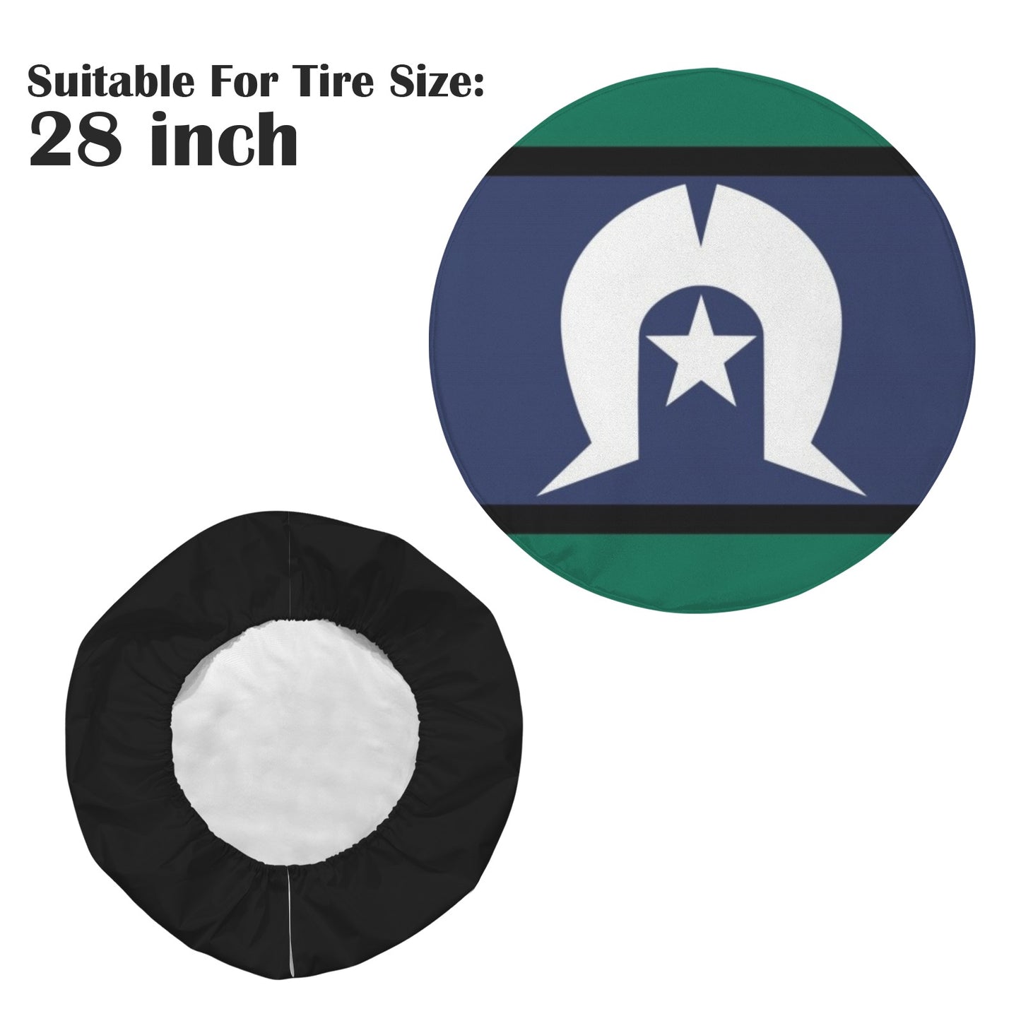 Torres Strait flag on Spare Tire Cover (14")