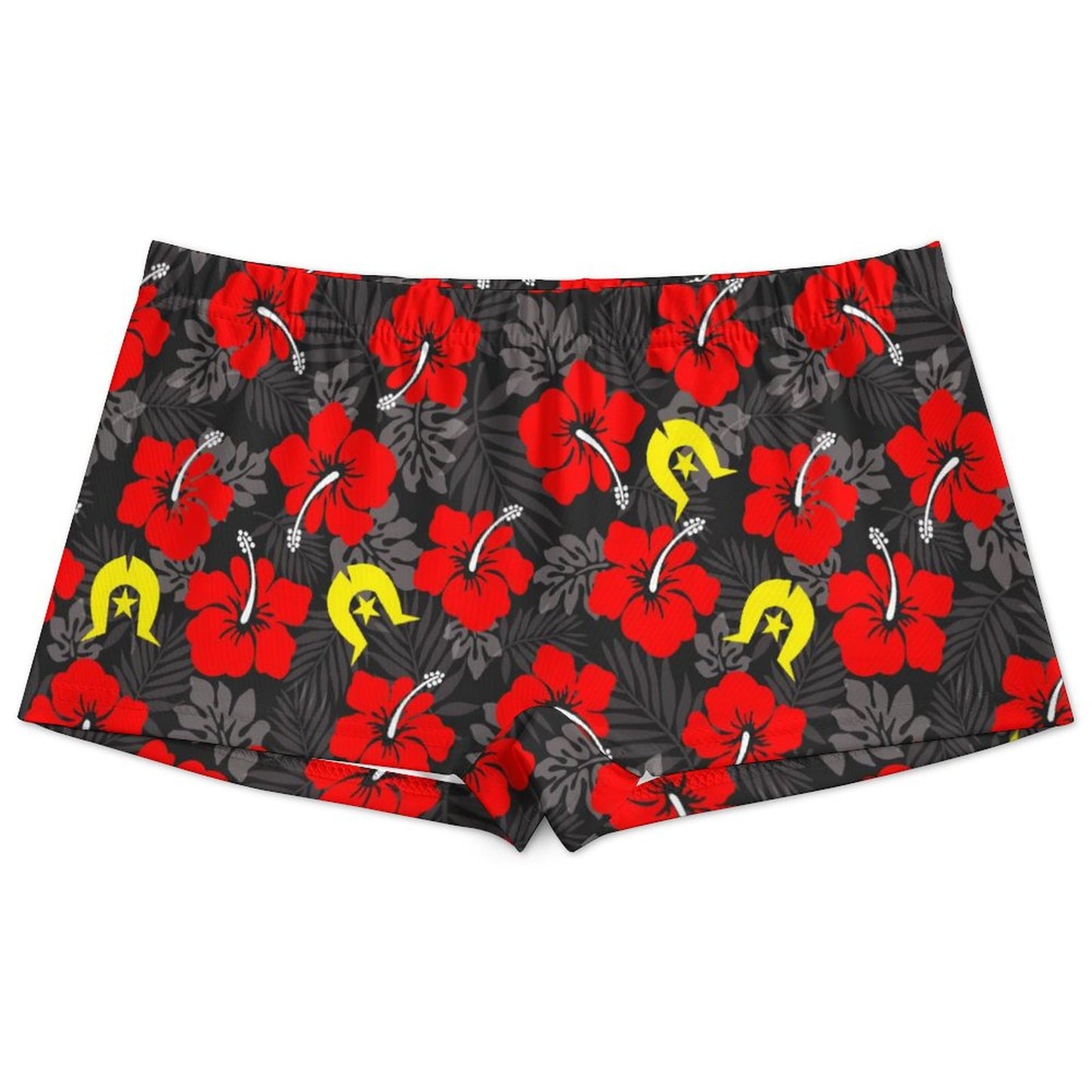 Royal Red Hibiscus with Yellow Dhari on 180gsm Women's Boxer Briefs