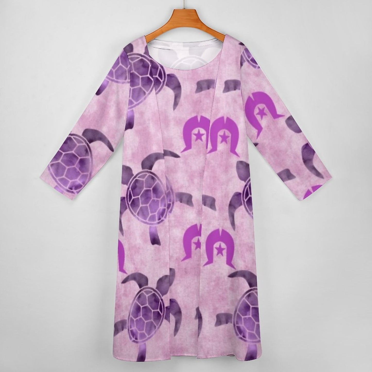 Purple Turtle Pattern on Long Dress Set