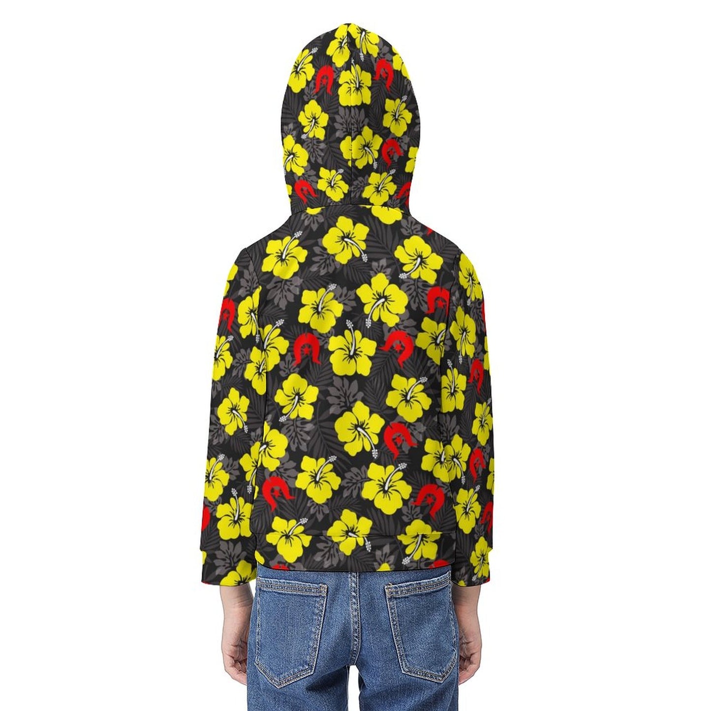 Royal yellow Hibiscus with Red Dhari on Children's Hoodie