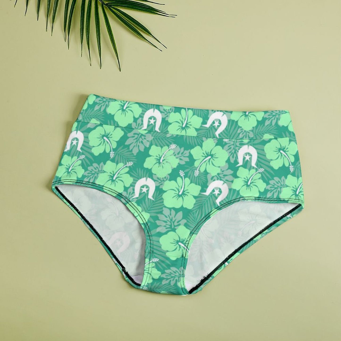Hibiscus flowers with Dhari (Royal mint) on Women's High-Rise Panties