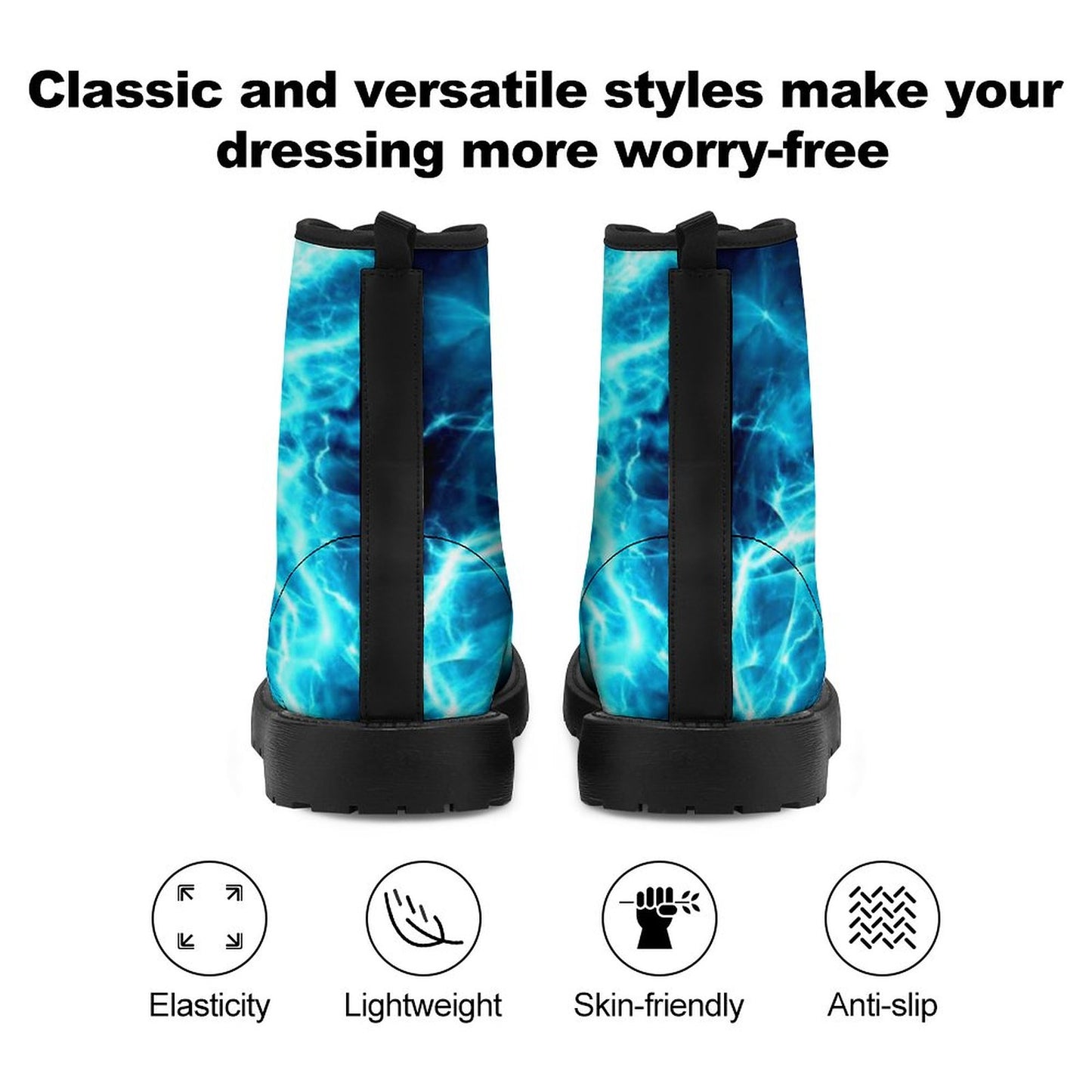 Lightning on Unisex Martin Boots