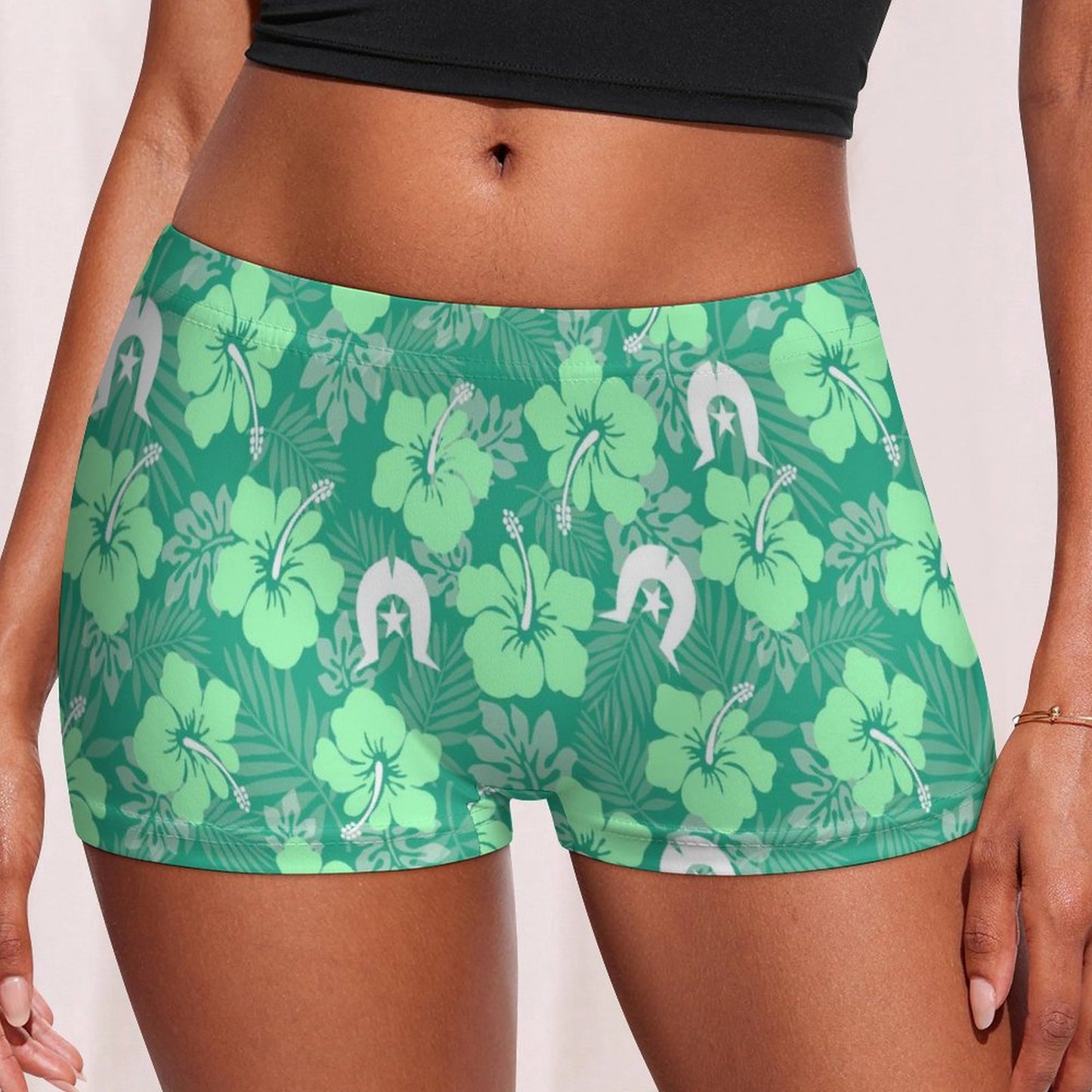 Hibiscus flowers with Dhari (Royal mint) on 180gsm Women's Boxer Briefs