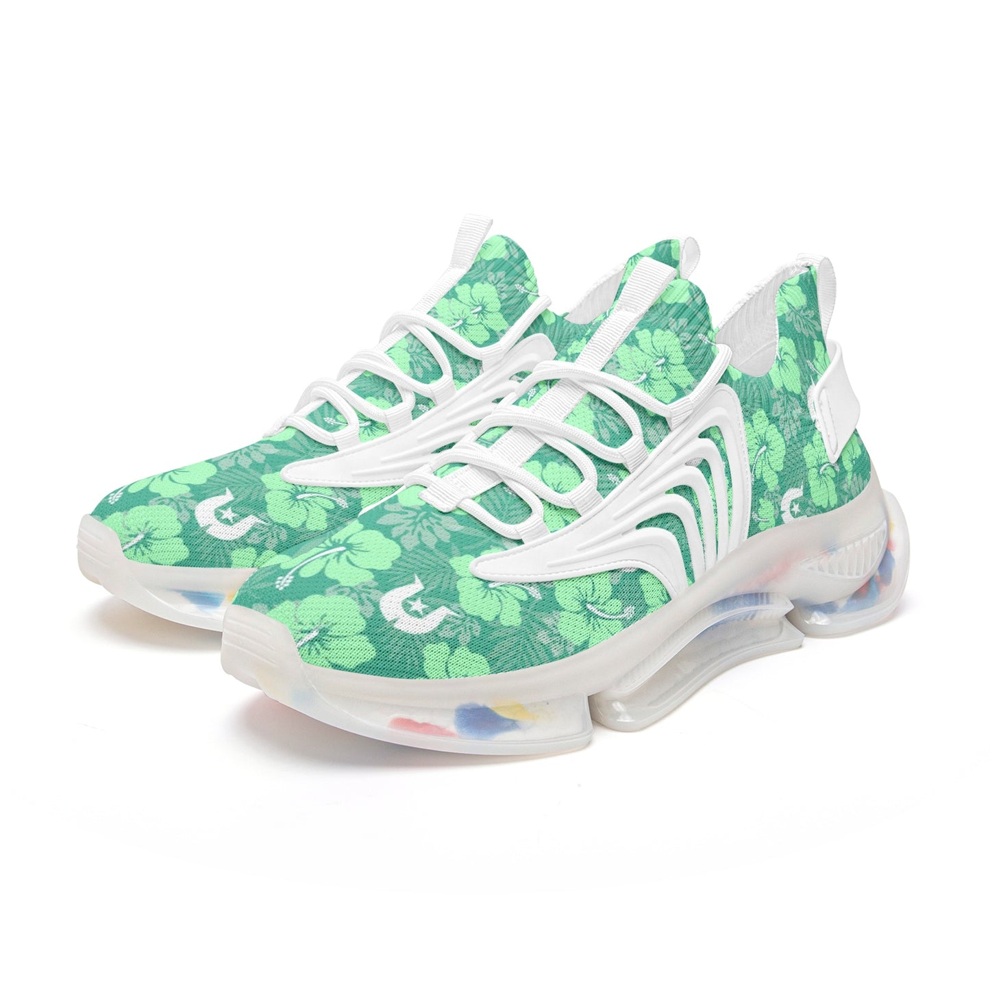 Hibiscus flowers with Dhari (Royal mint) on Unisex Low Top Mesh Sneakers