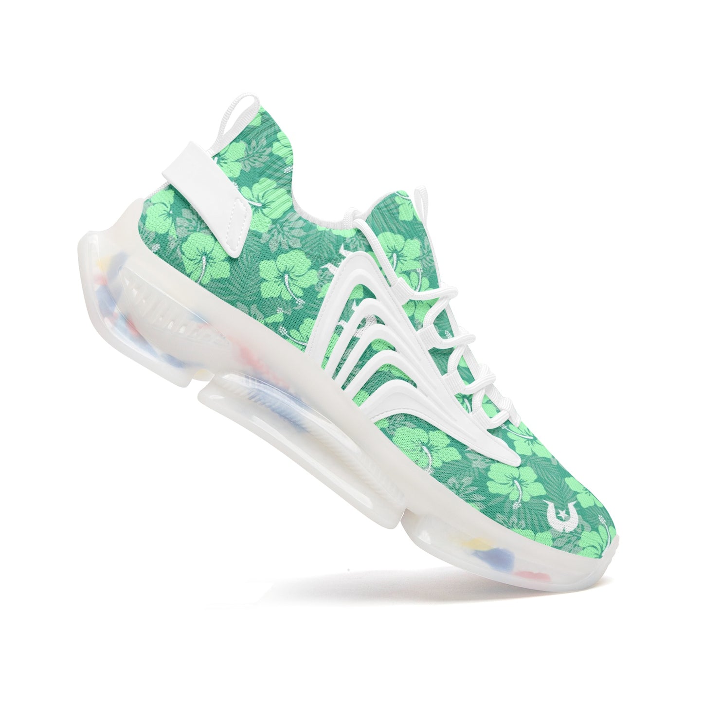 Hibiscus flowers with Dhari (Royal mint) on Unisex Low Top Mesh Sneakers
