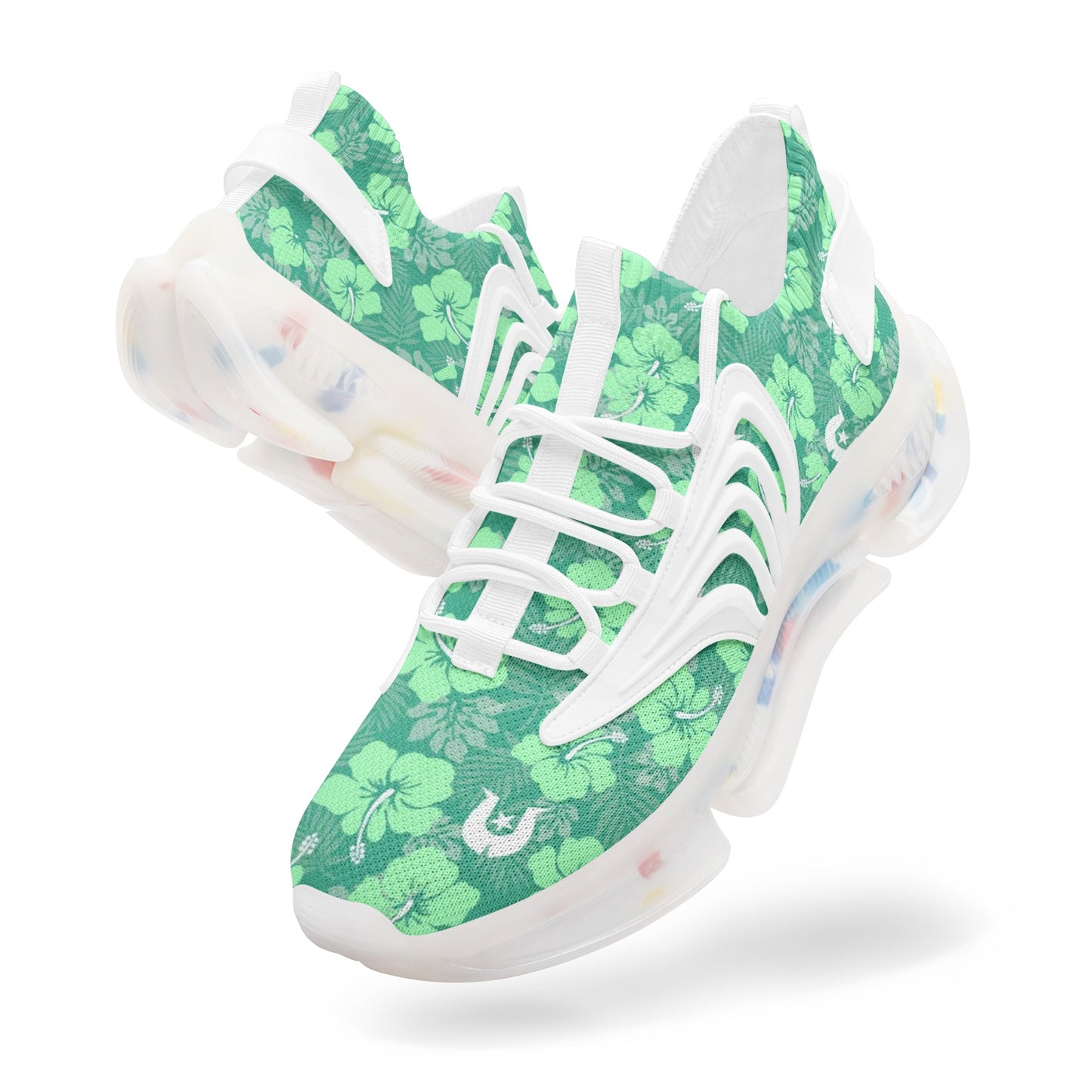Hibiscus flowers with Dhari (Royal mint) on Unisex Low Top Mesh Sneakers