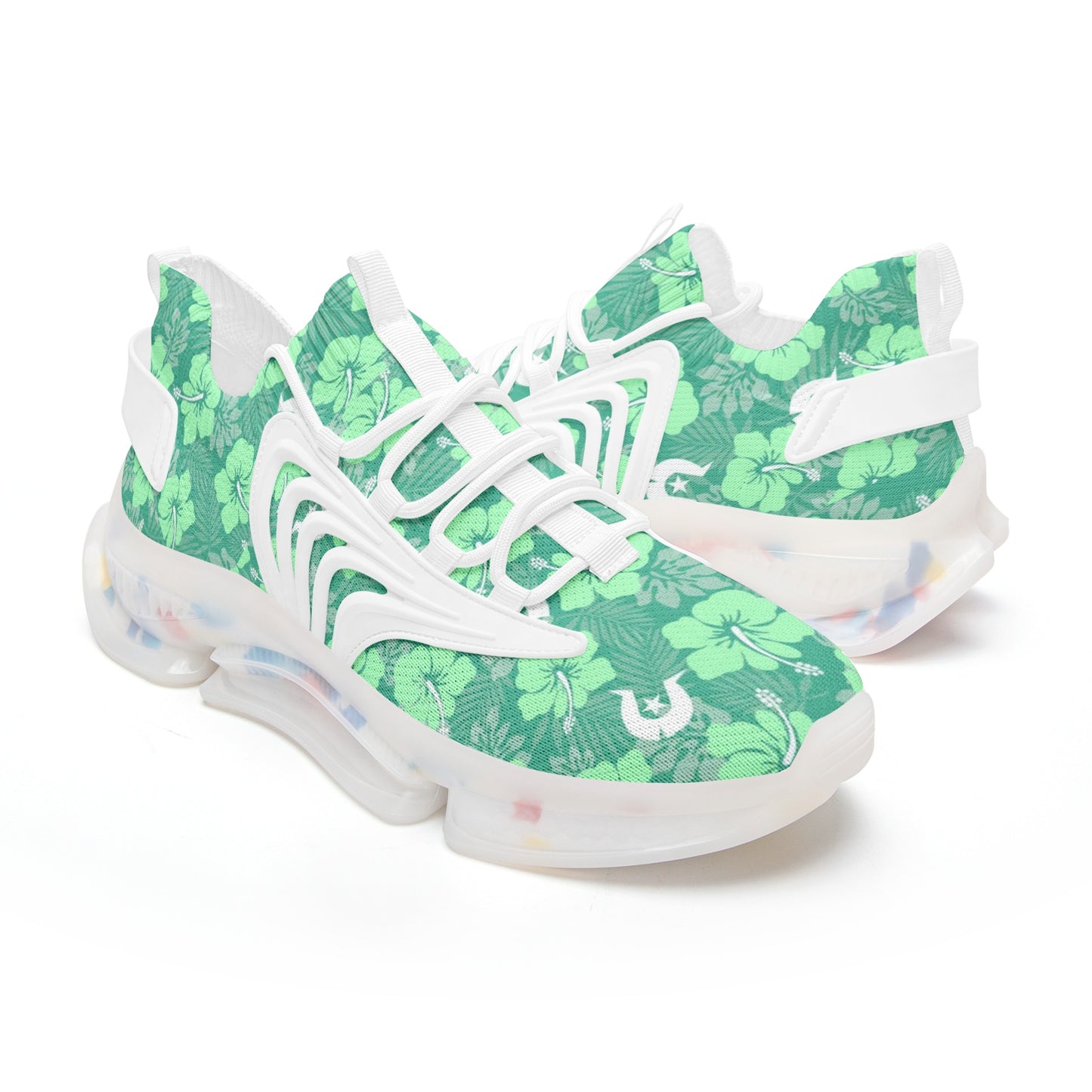 Hibiscus flowers with Dhari (Royal mint) on Unisex Low Top Mesh Sneakers