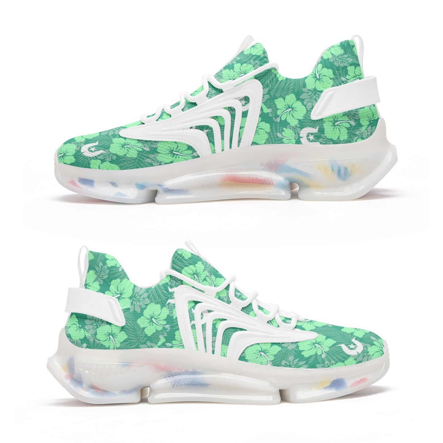 Hibiscus flowers with Dhari (Royal mint) on Unisex Low Top Mesh Sneakers