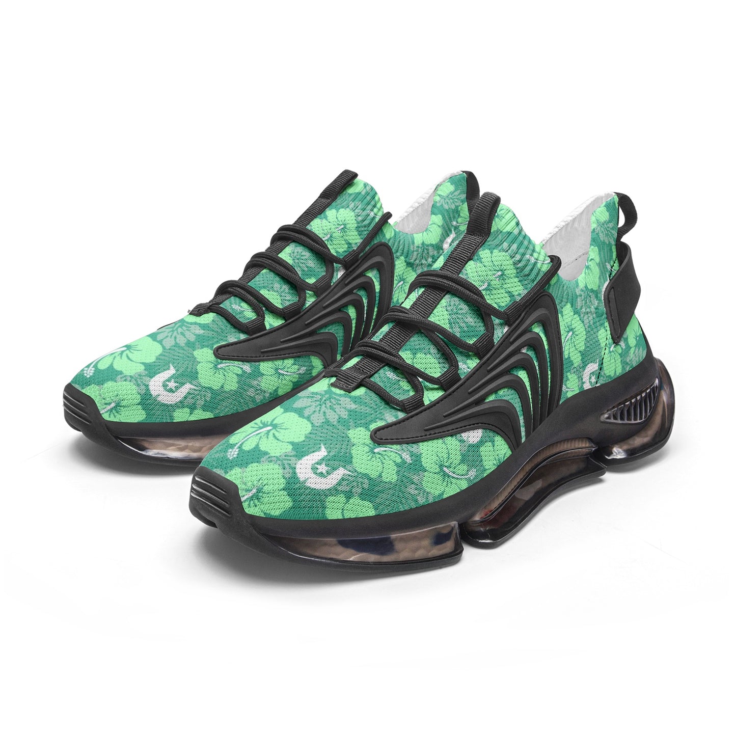 Hibiscus flowers with Dhari (Royal mint) on Unisex Low Top Mesh Sneakers