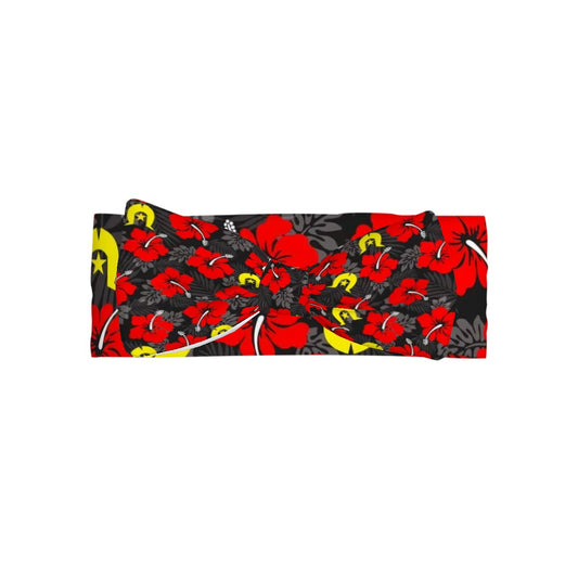 Royal Red Hibiscus with Yellow Dhari on Bowknot Baby Headbands