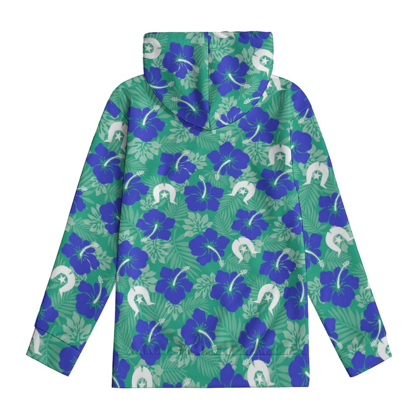 Royal Blue Hibiscus flowers with Dhari on Youth's Hoodie