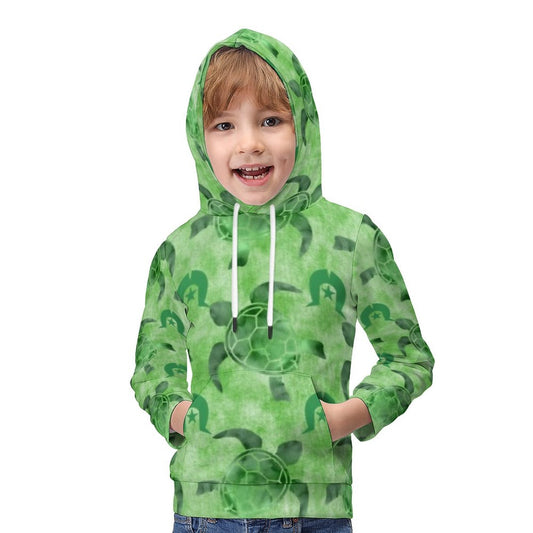 Green Turtle Pattern on Children's Hoodie