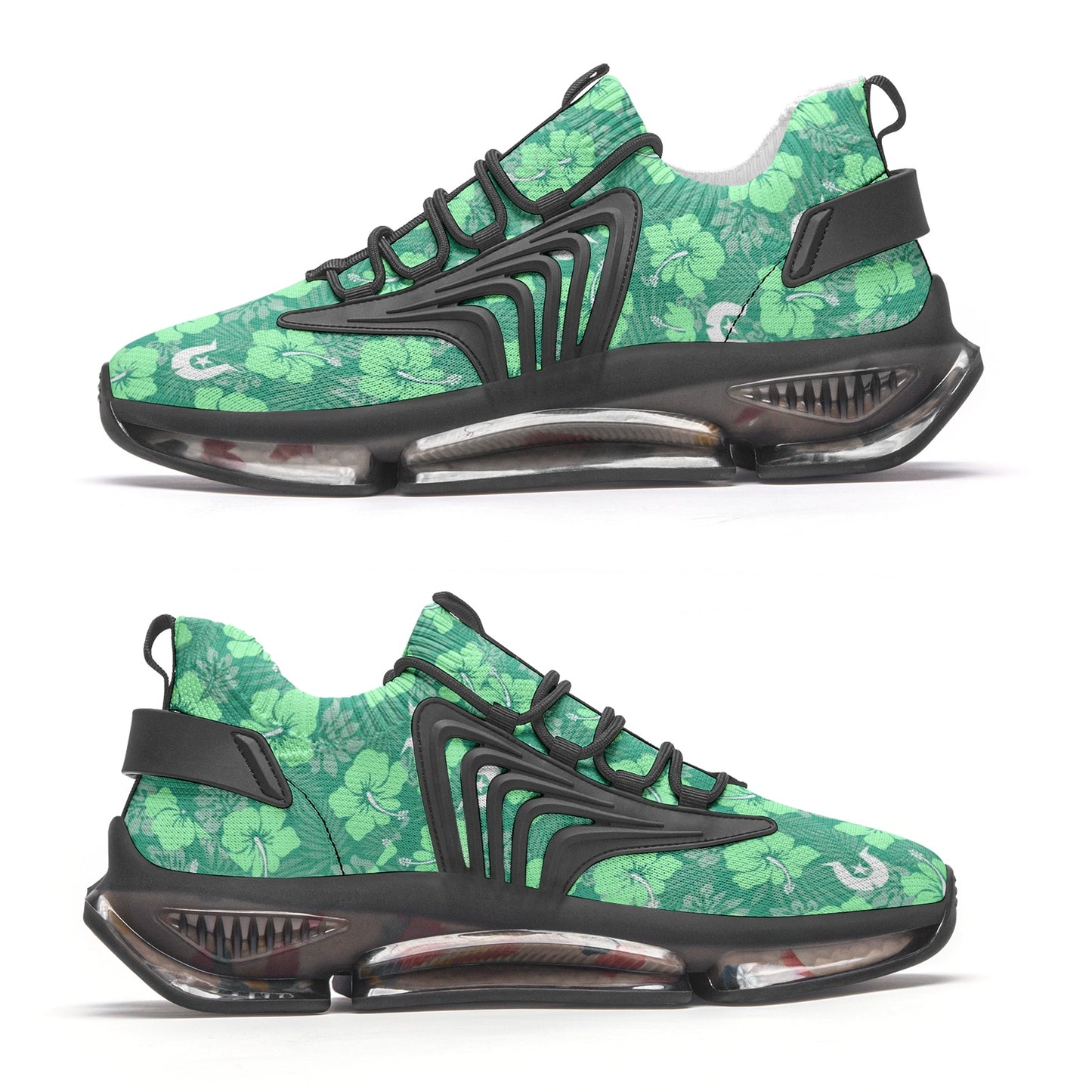 Hibiscus flowers with Dhari (Royal mint) on Unisex Low Top Mesh Sneakers