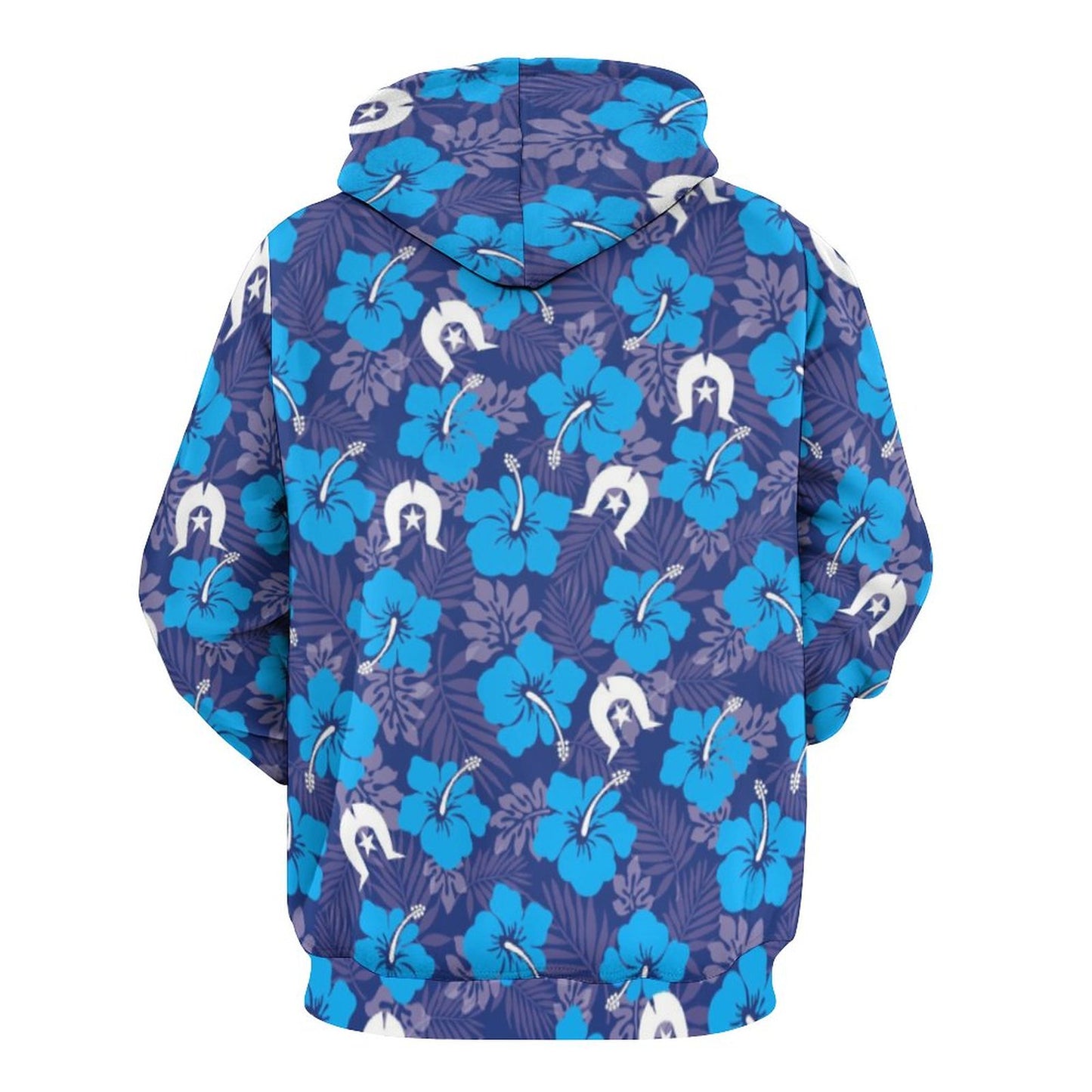Hibiscus flowers with White Dhari (Royal blue) on Men's Cool Hoodie with Double-layer Cap