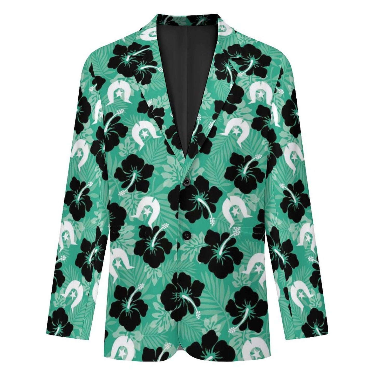Black Hibiscus with White Dhari on Men’s Blazer