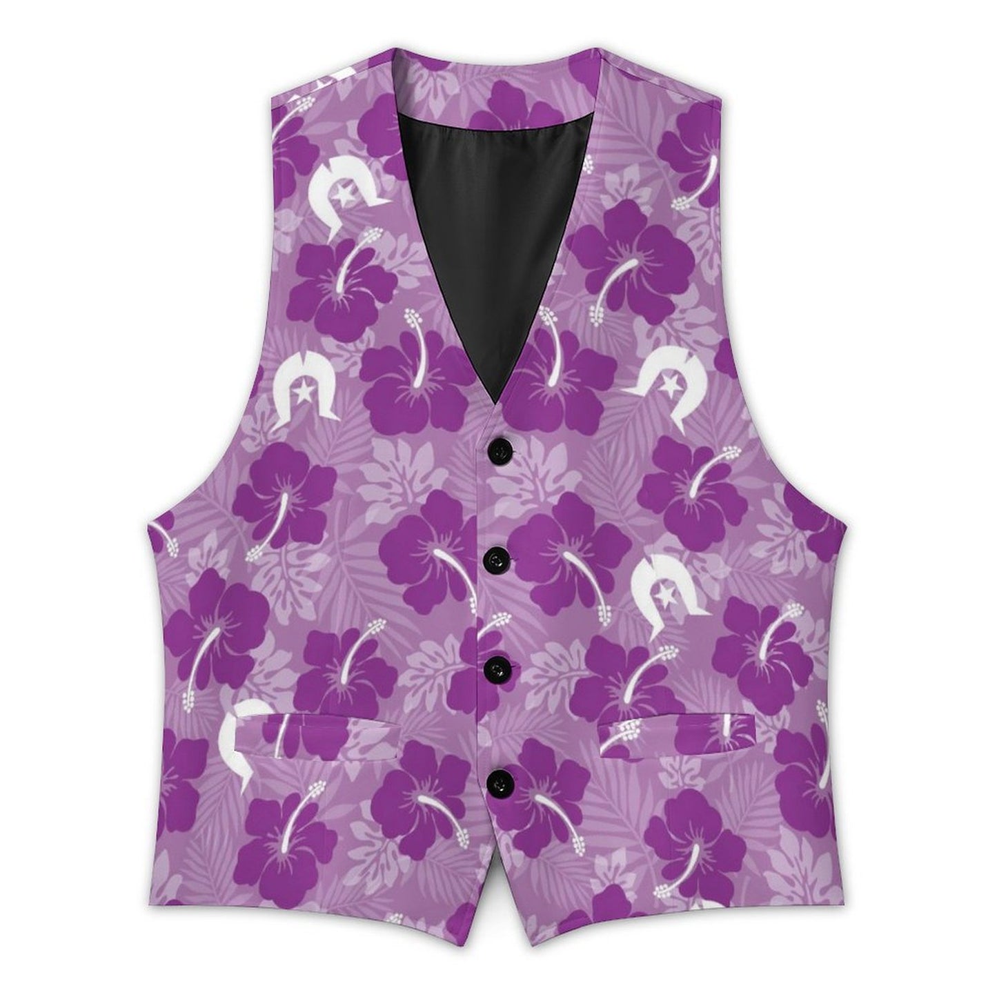 Hibiscus flowers with Dhari (Royal purple) on Men's Sleeveless Suit Vest