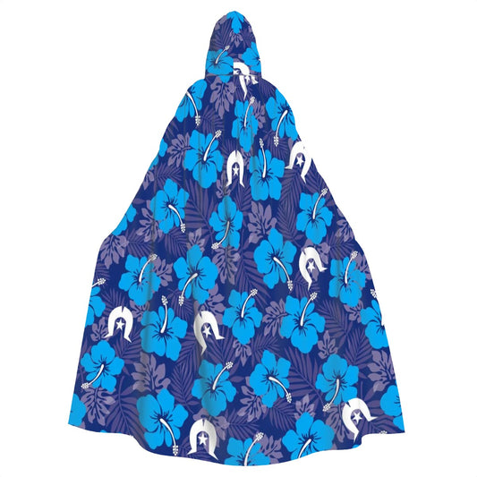 Hibiscus flowers with White Dhari (Royal blue) on Hooded Cloak