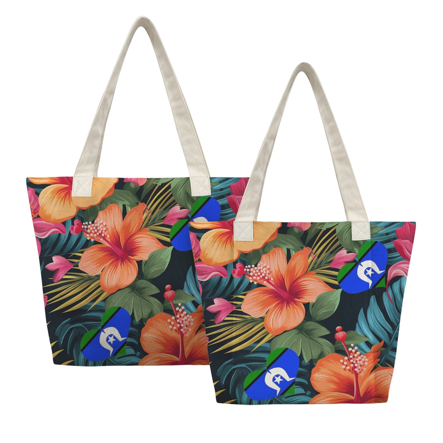 Tropical Flowers with heart shaped Torres Strait flag on Yoga Mat Bag